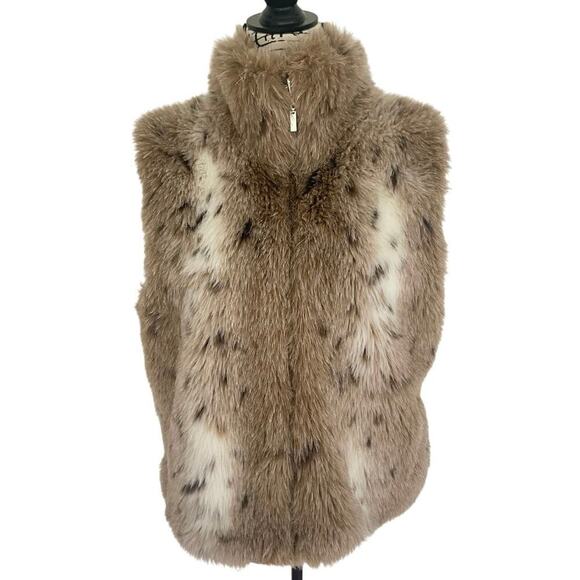 dressbarn Jackets & Blazers - DRESSBARN VEST FAUX FUR SZ L LYNX FUR LEISUREWEAR GRUNGE COZY MOB WIFE CORE
